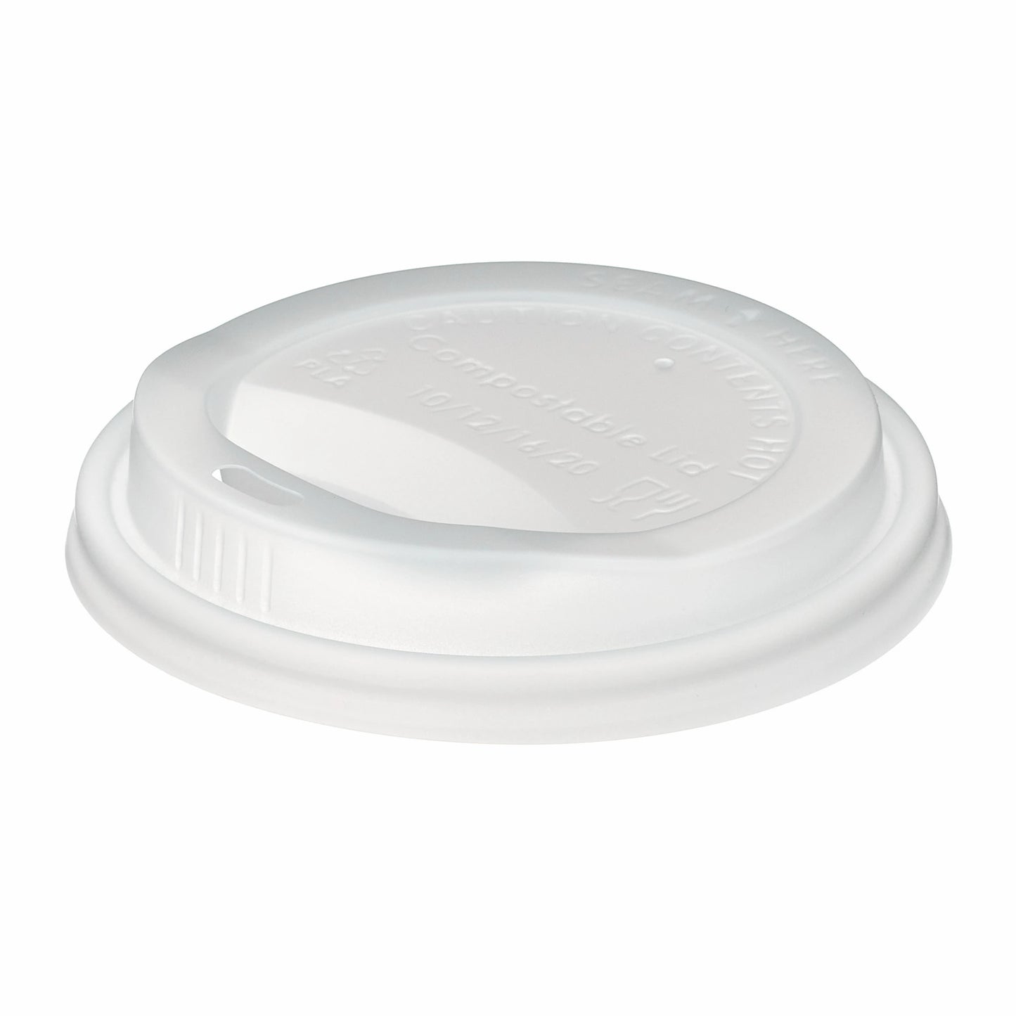10/12/16oz Compostable White CPLA Hot Cup Sip Lid