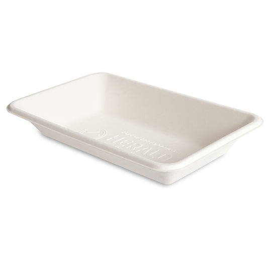 8.7" x 5.2" White Moulded Fibre Chip Tray