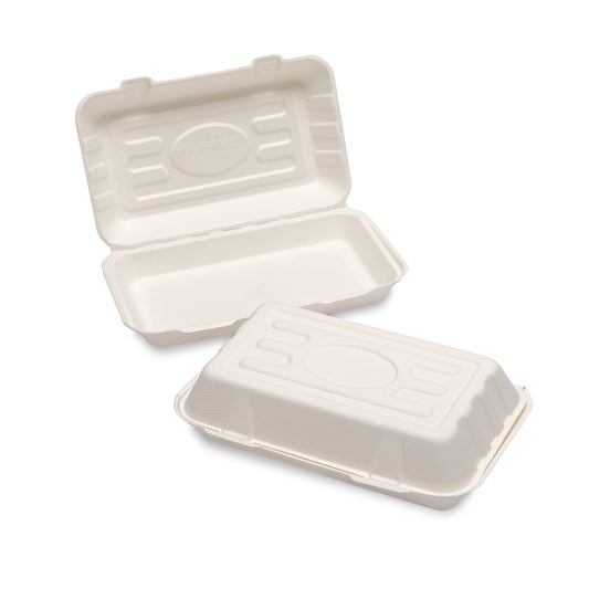 12.75"x 6"x 2.5" White Moulded Fibre Clamshell Box