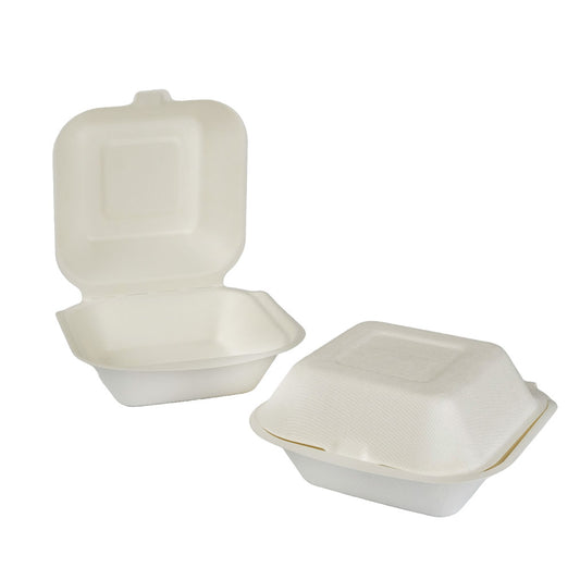 5" x 5" White Moulded Fibre Clamshell Box