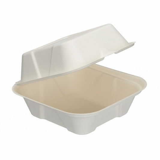 6" x 6" White Moulded Fibre Clamshell Box