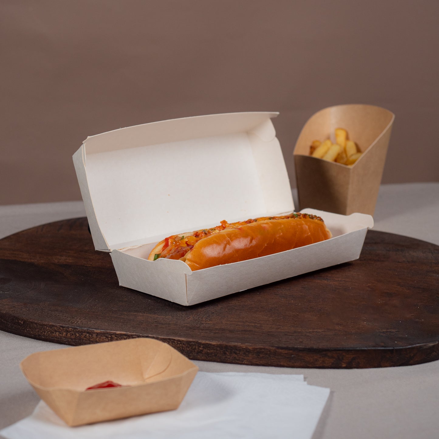 Notpla Hot Dog Clamshell - 8x3”