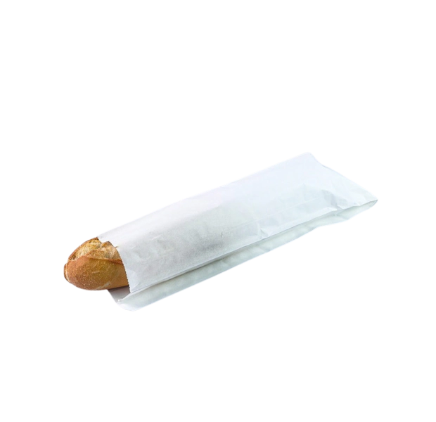 White Greaseproof Paper Baguette Bags 4x6x14"