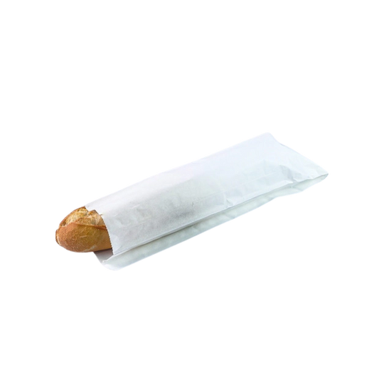 White Greaseproof Paper Baguette Bags 4x6x14"