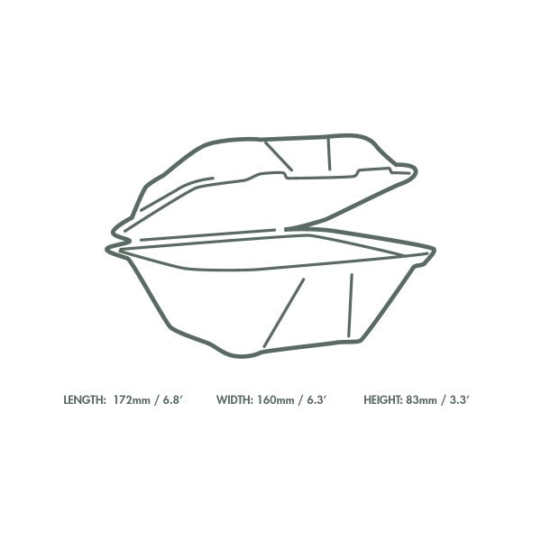 Vegware 7 × 7″ Bagasse Clamshell – 500 Boxes