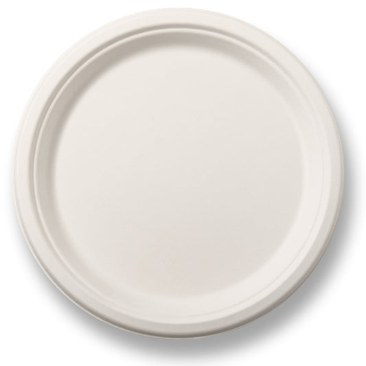 Bagasse Round Plate 254mm/10" White – 500 Plates