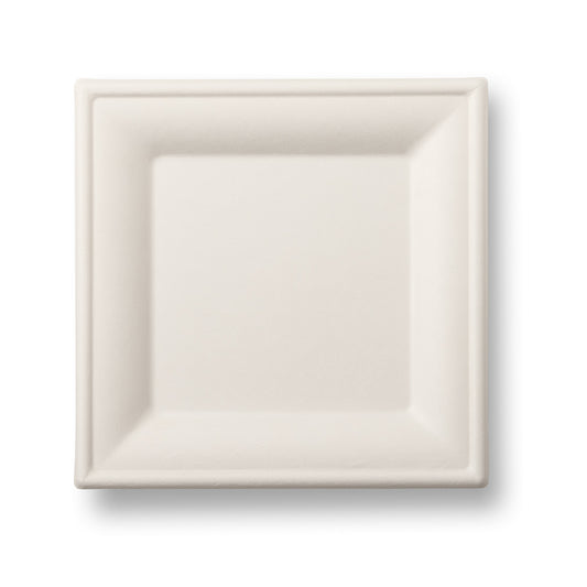 Bagasse Square Plate (200mm / 8″) White – 500 Plates
