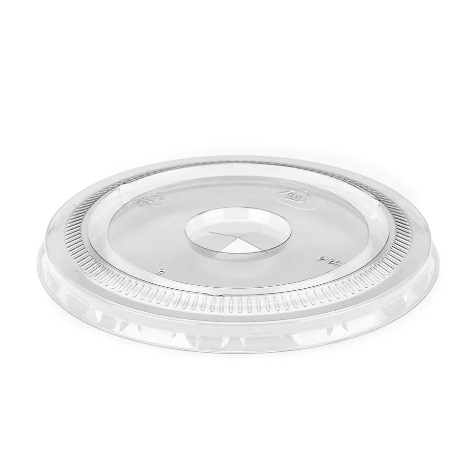 12oz Clear rPET Flat Cold Cup Lid with Straw Hole (93mm) – 1,000 Lids