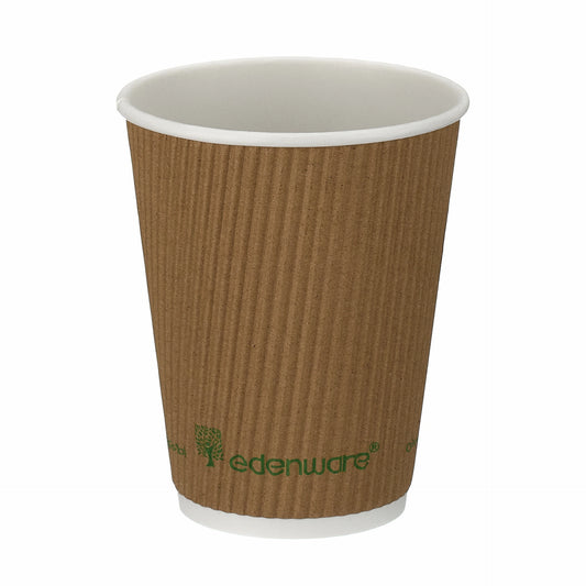 12oz Kraft Compostable Ripple Wall Hot Cup