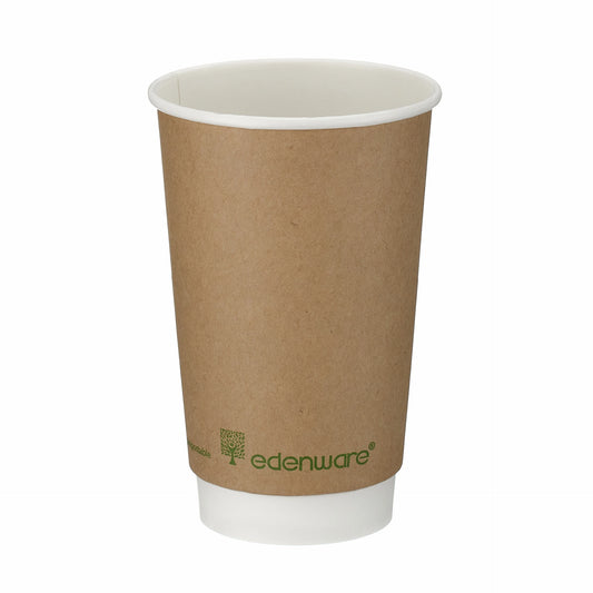 16oz Kraft Compostable Double Wall Hot Cup
