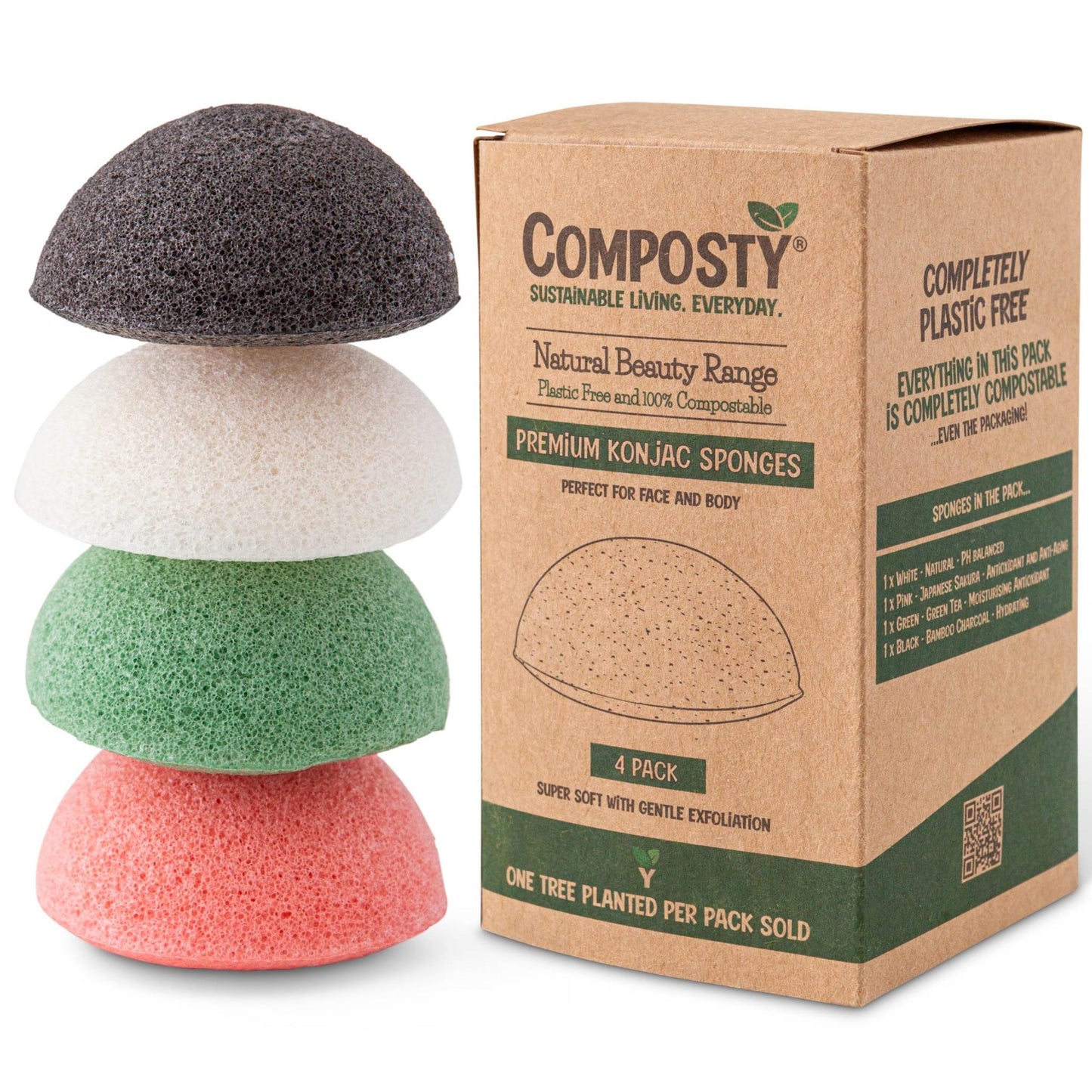 Composty Super Soft Konjac Facial Sponges - 4 Pack