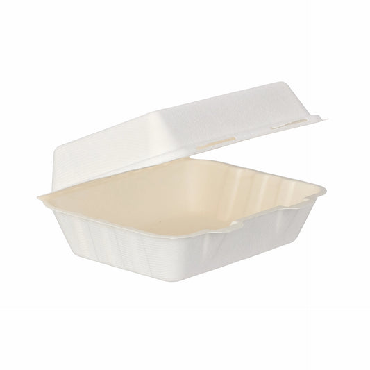7.5"x 6"x 2.5" White Moulded Fibre Clamshell Box