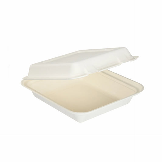 8" x 8" White Moulded Fibre Clamshell Box