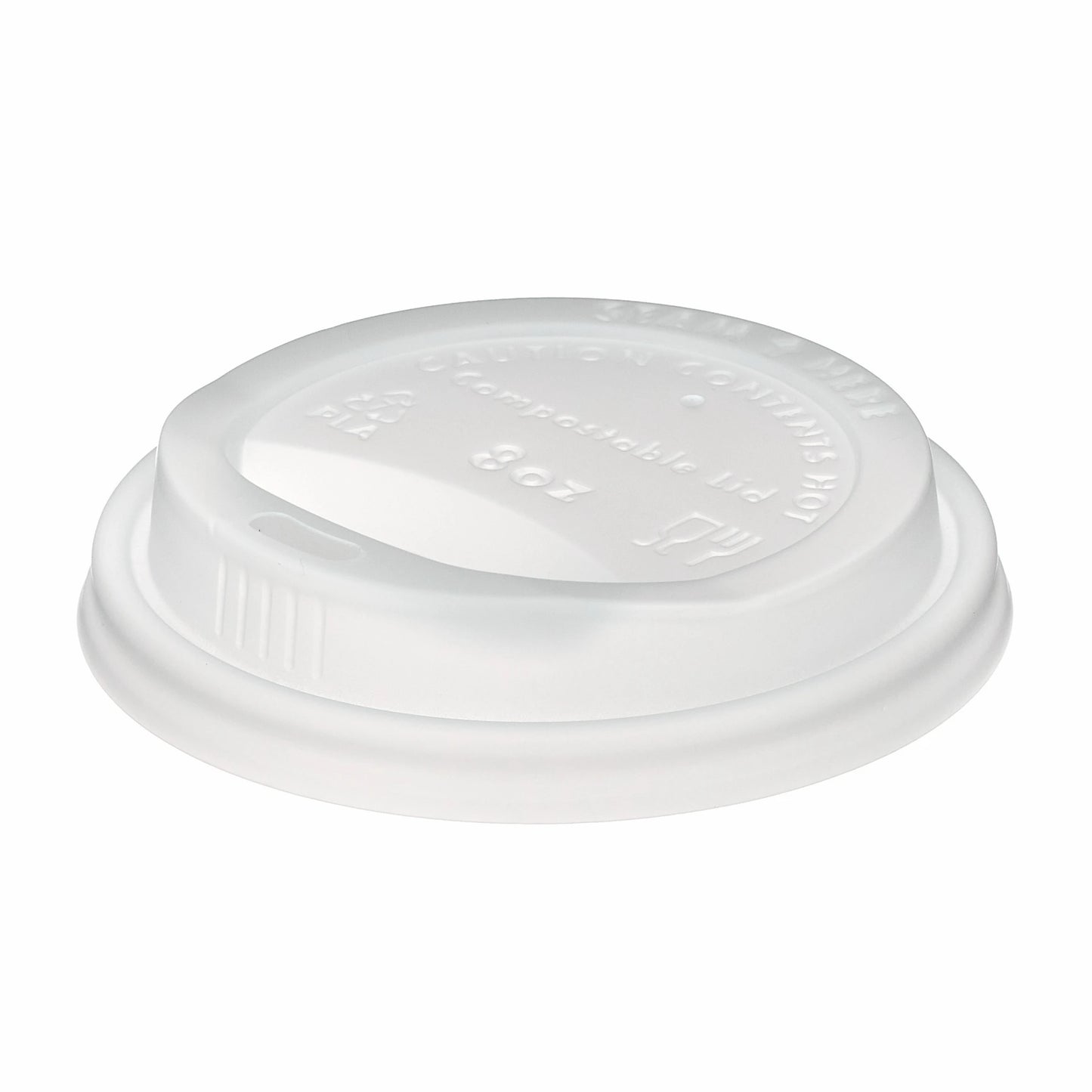 8oz Compostable White CPLA Hot Cup Sip Lid