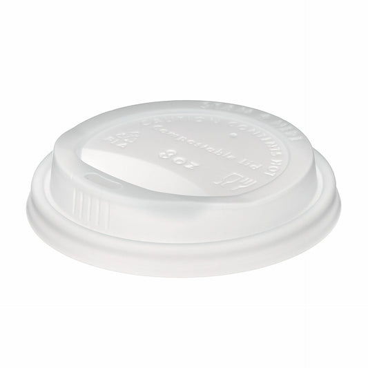 8oz Compostable White CPLA Hot Cup Sip Lid