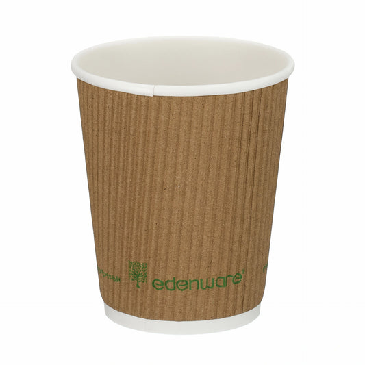 8oz Kraft Compostable Ripple Wall Hot Cup