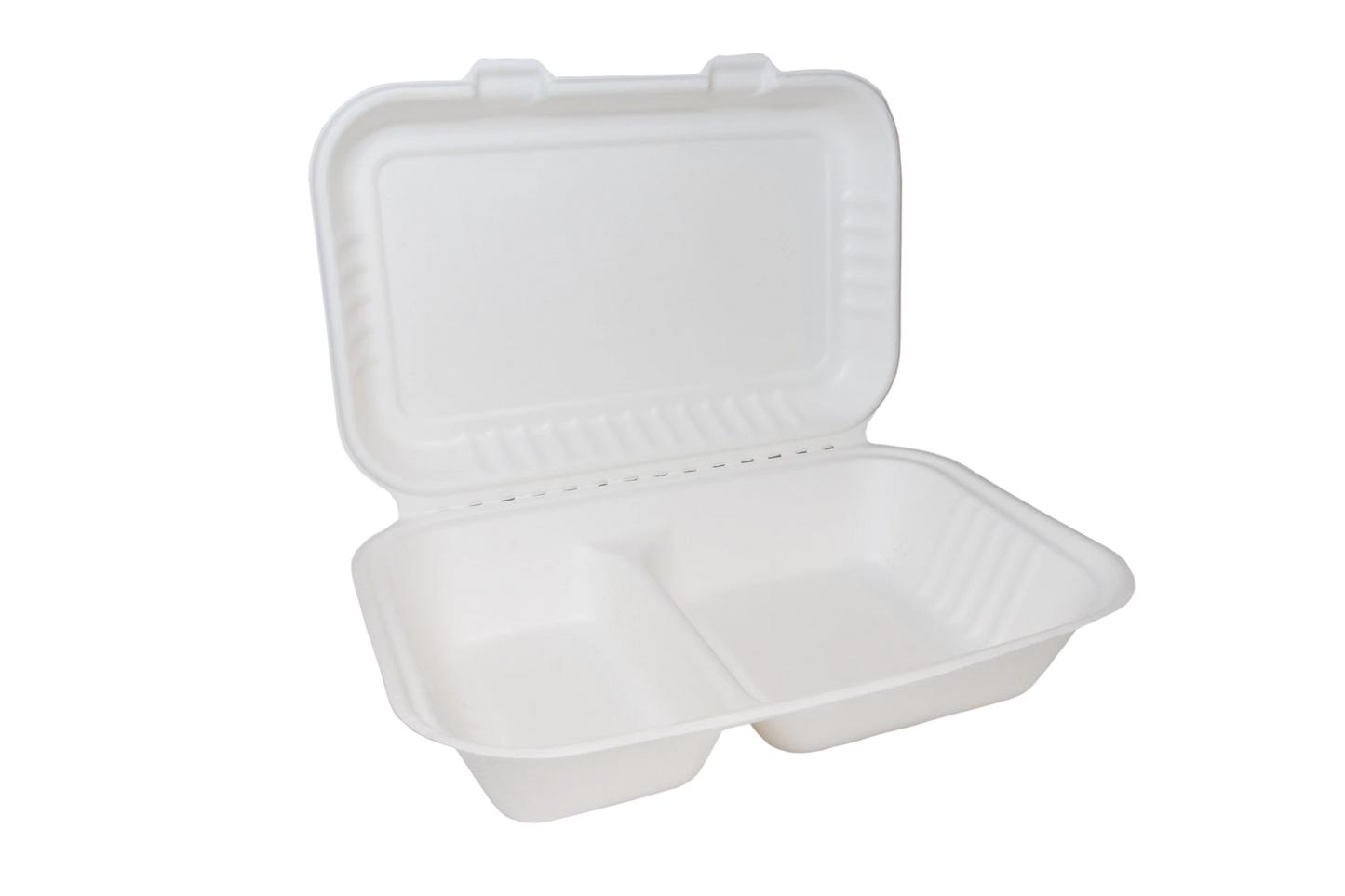 9" x 6"  White Moulded Fibre Clamshell Two Compartments Box