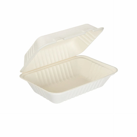 9" x 6" White Moulded Fibre Clamshell Box
