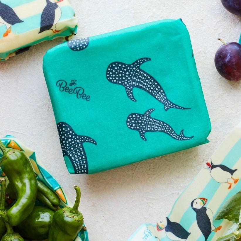 BeeBee & Leaf Whale Beeswax Food Wraps (Shark - Pack of 3)