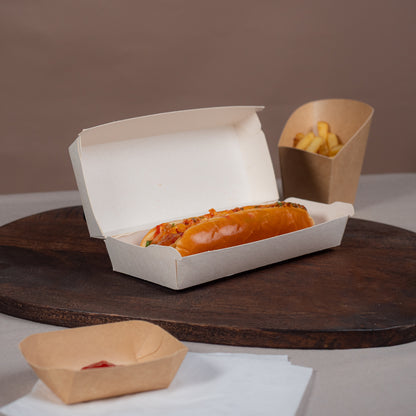 Notpla Hot Dog Clamshell - 8x3”