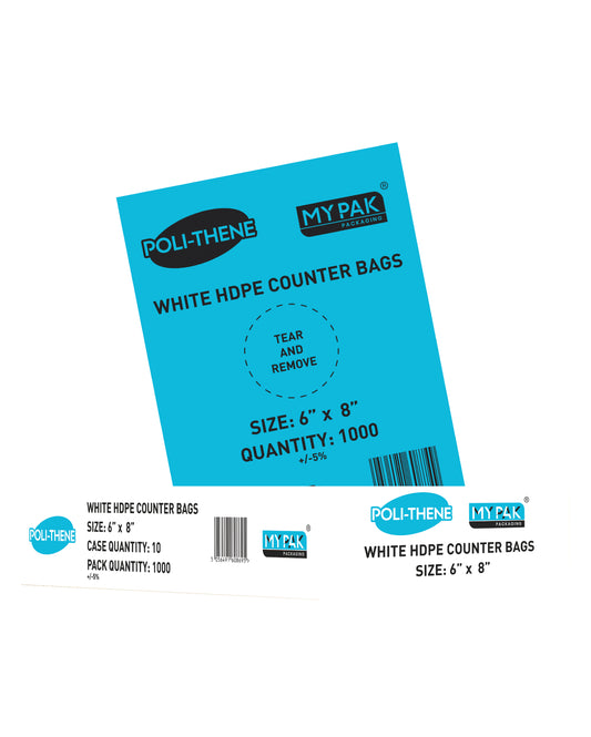 HDPE Pro-Thene Butchers Food Counter Bags 6x8" White