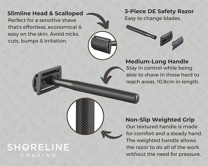 Shoreline Shaving Reusable Safety Razors (men & women)