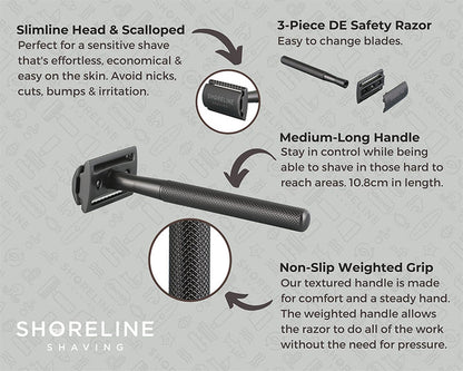 Shoreline Shaving Reusable Safety Razors (men & women)