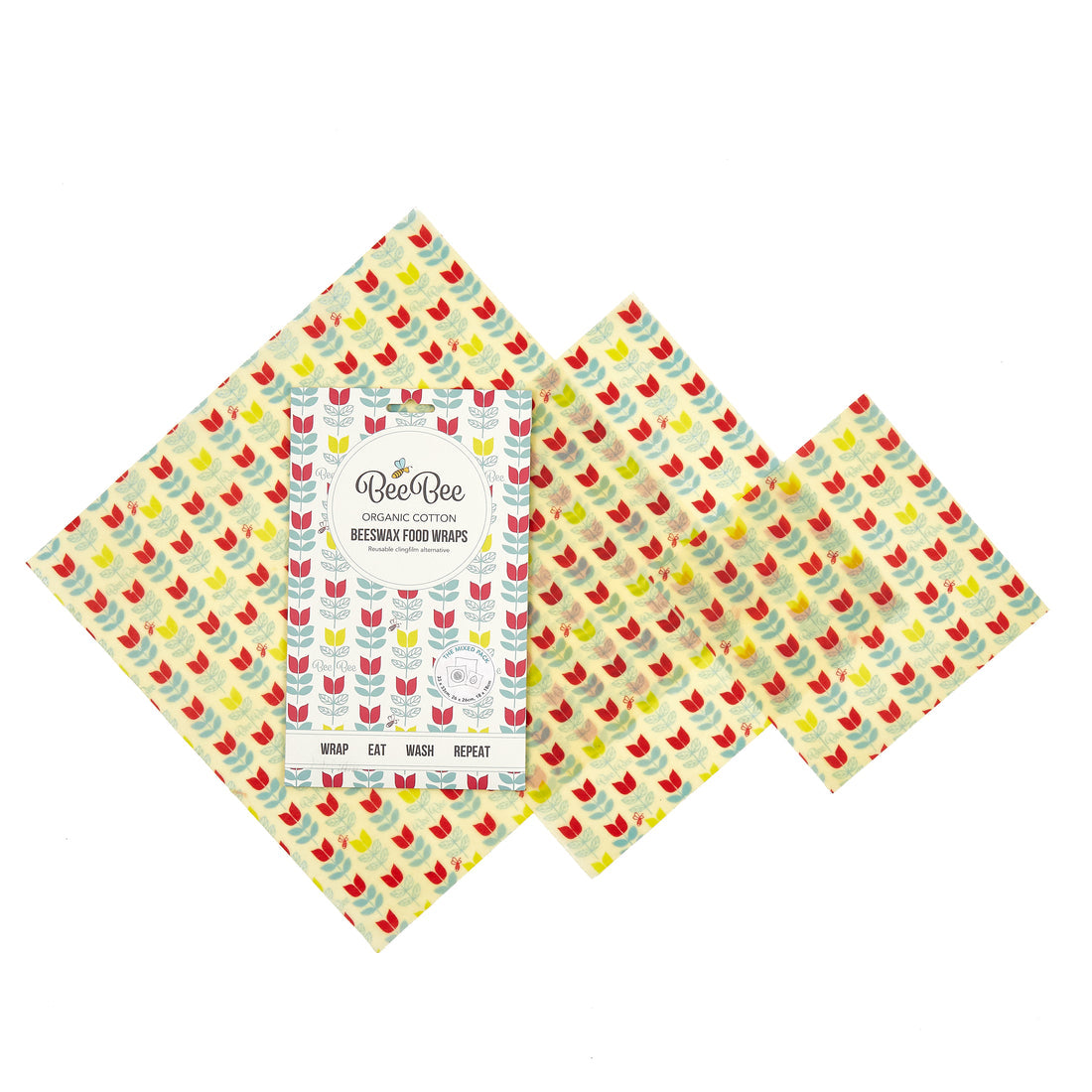 BeeBee & Leaf Beeswax Food Wraps (Tulip - Pack of 3)