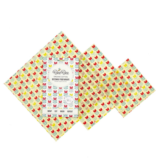 BeeBee & Leaf Beeswax Food Wraps (Tulip - Pack of 3)