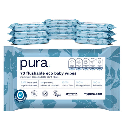 Pura Flushable Eco Baby Wipes