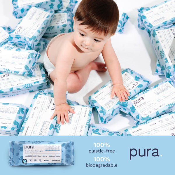 Pura Flushable Eco Baby Wipes