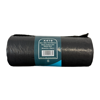 Black Medium Duty Bin Bags On A Roll 90L