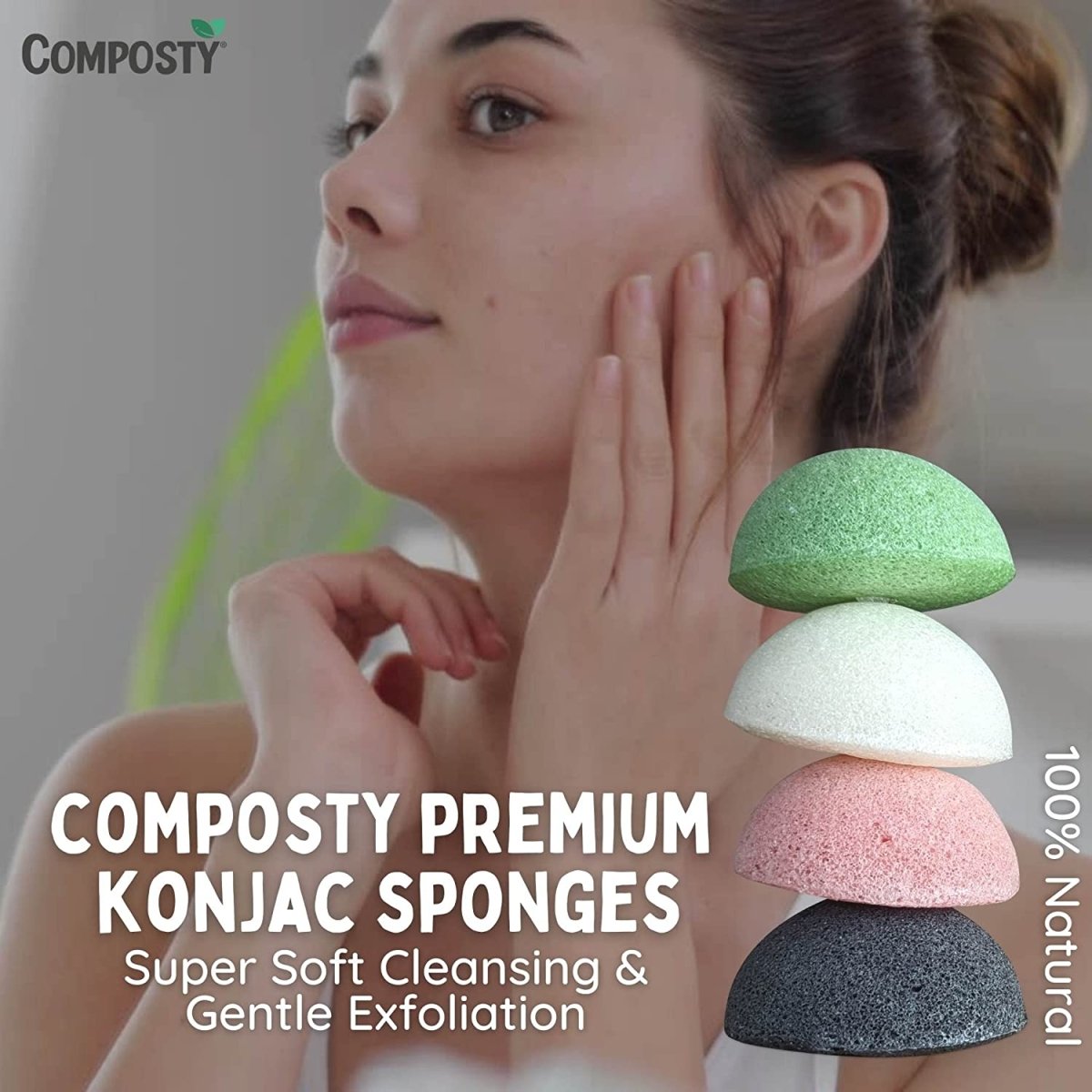 Composty Super Soft Konjac Facial Sponges - 4 Pack