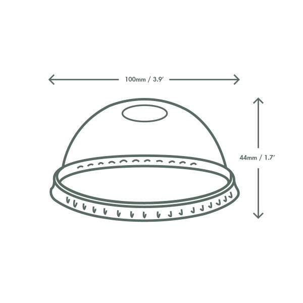 Vegware 96-Series PLA Dome Lid with Straw Hole – 1,000 Lids