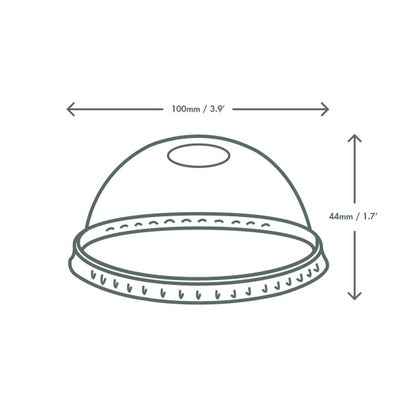 Vegware 96-Series PLA Dome Lid with Straw Hole – 1,000 Lids