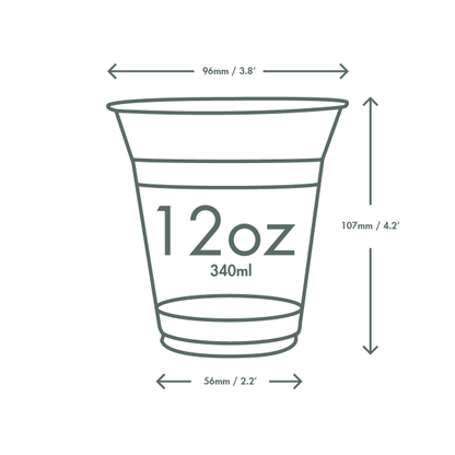 Vegware 12oz PLA Cold Cup – 96-Series Green Tree – 1,000 Cups