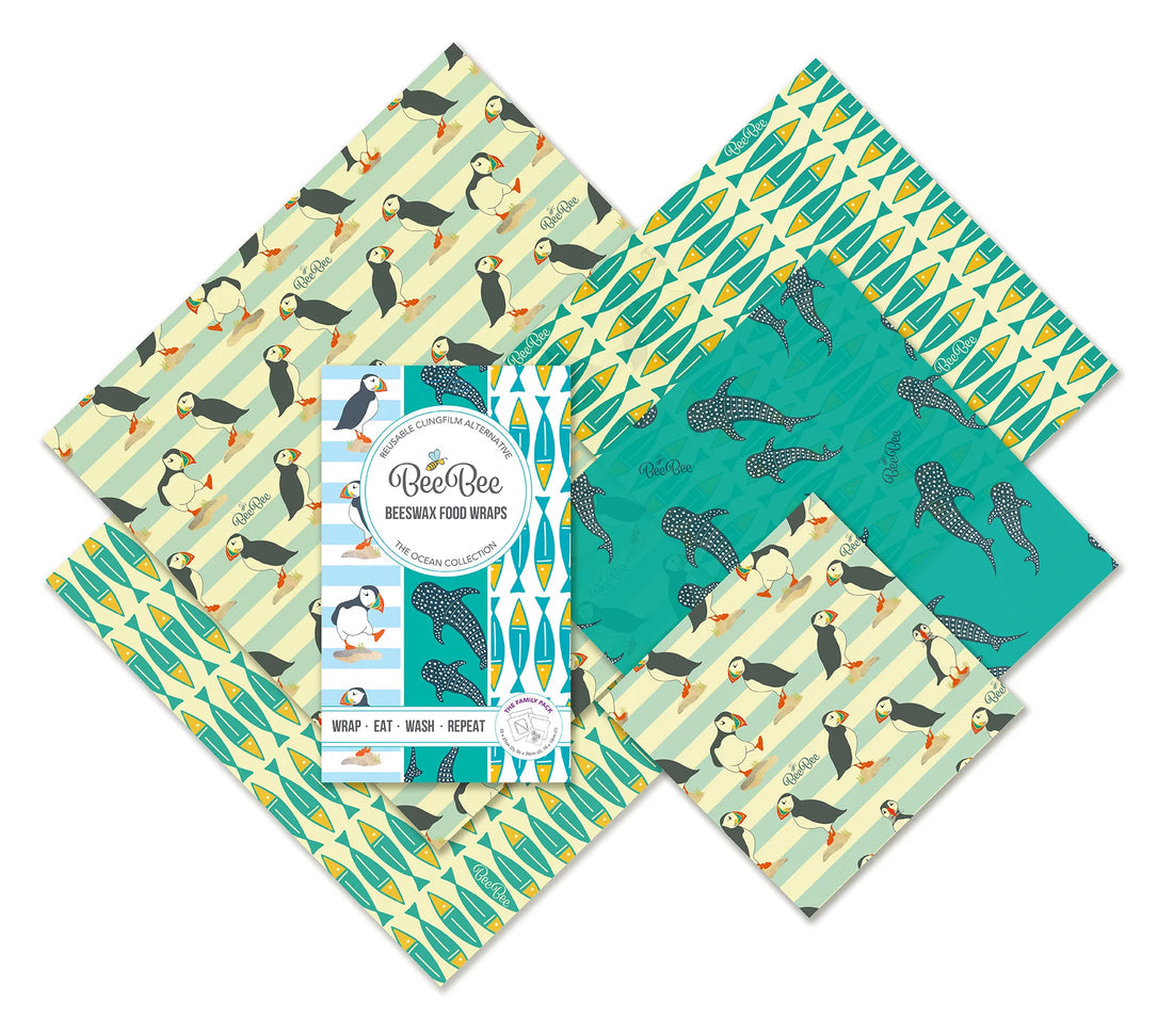 BeeBee & Leaf Beeswax Food Wraps (Ocean - Pack of 5)