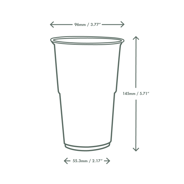 Vegware Pint to Brim PLA Cup – 96-Series (UKCA, UKNI & CE Marked) – 1,000 Cups