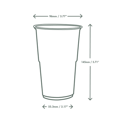 Vegware Pint to Brim PLA Cup – 96-Series (UKCA, UKNI & CE Marked) – 1,000 Cups