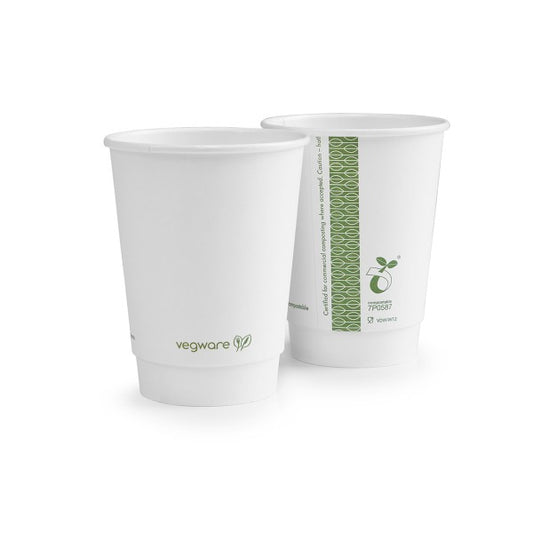 Vegware 12oz Double Wall White Cup – 89 Series – 500 Cups
