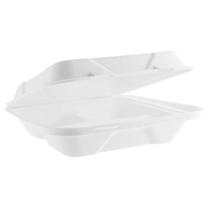 Vegware 9″ 3-Compartment Bagasse Lunchbox – 200 Boxes