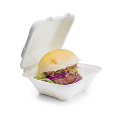 Vegware 7 × 7″ Bagasse Clamshell – 500 Boxes